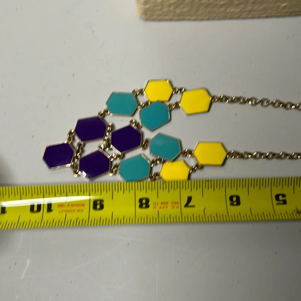 Charming Charlie multicolored statement necklace gold tone chain business casual - Picture 7 of 8